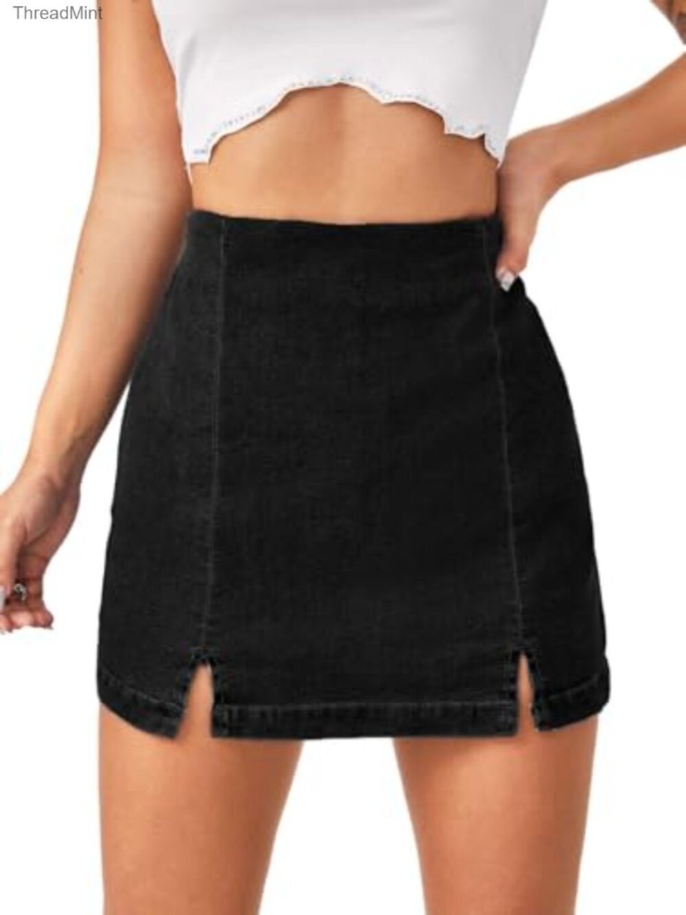 High Waist Denim Skorts Shorts with Invisible Zip